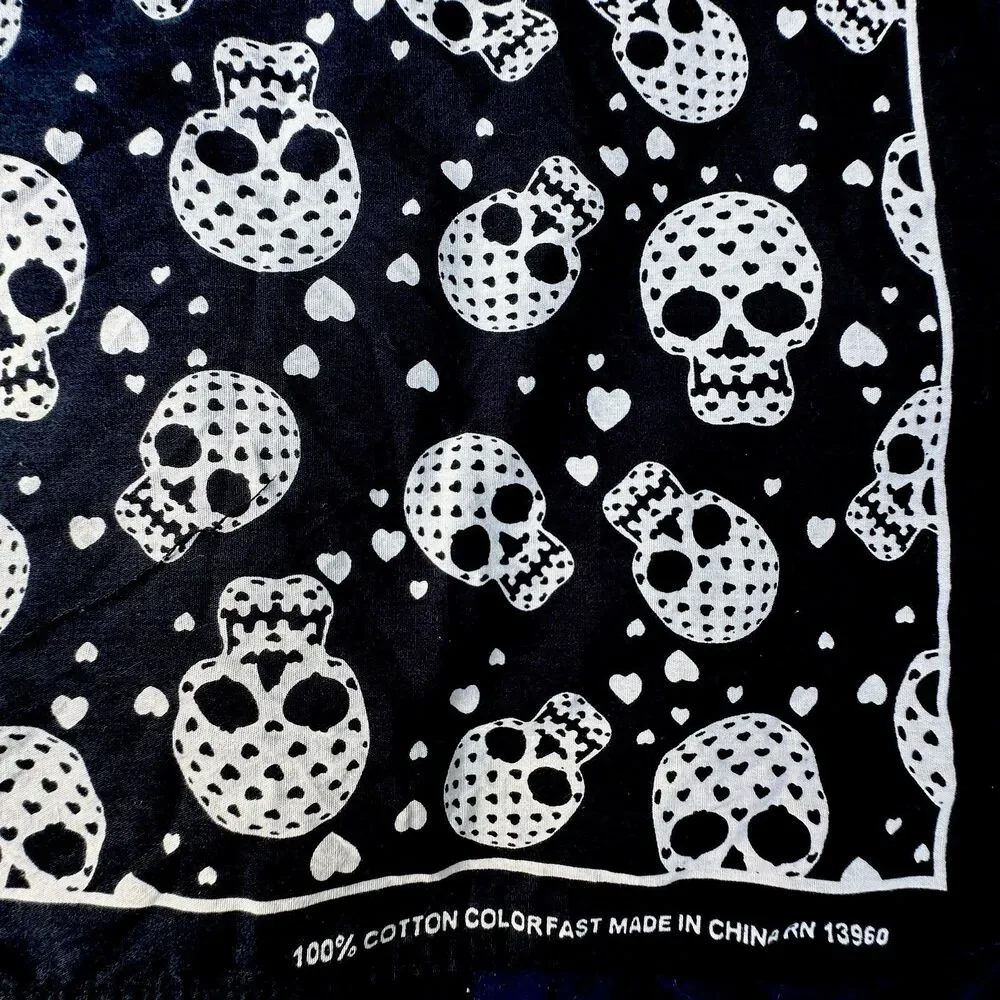 Skull Bandana 100% Cotton Fabric Gothic DIY Sewing Craft Punk Biker Halloween 21